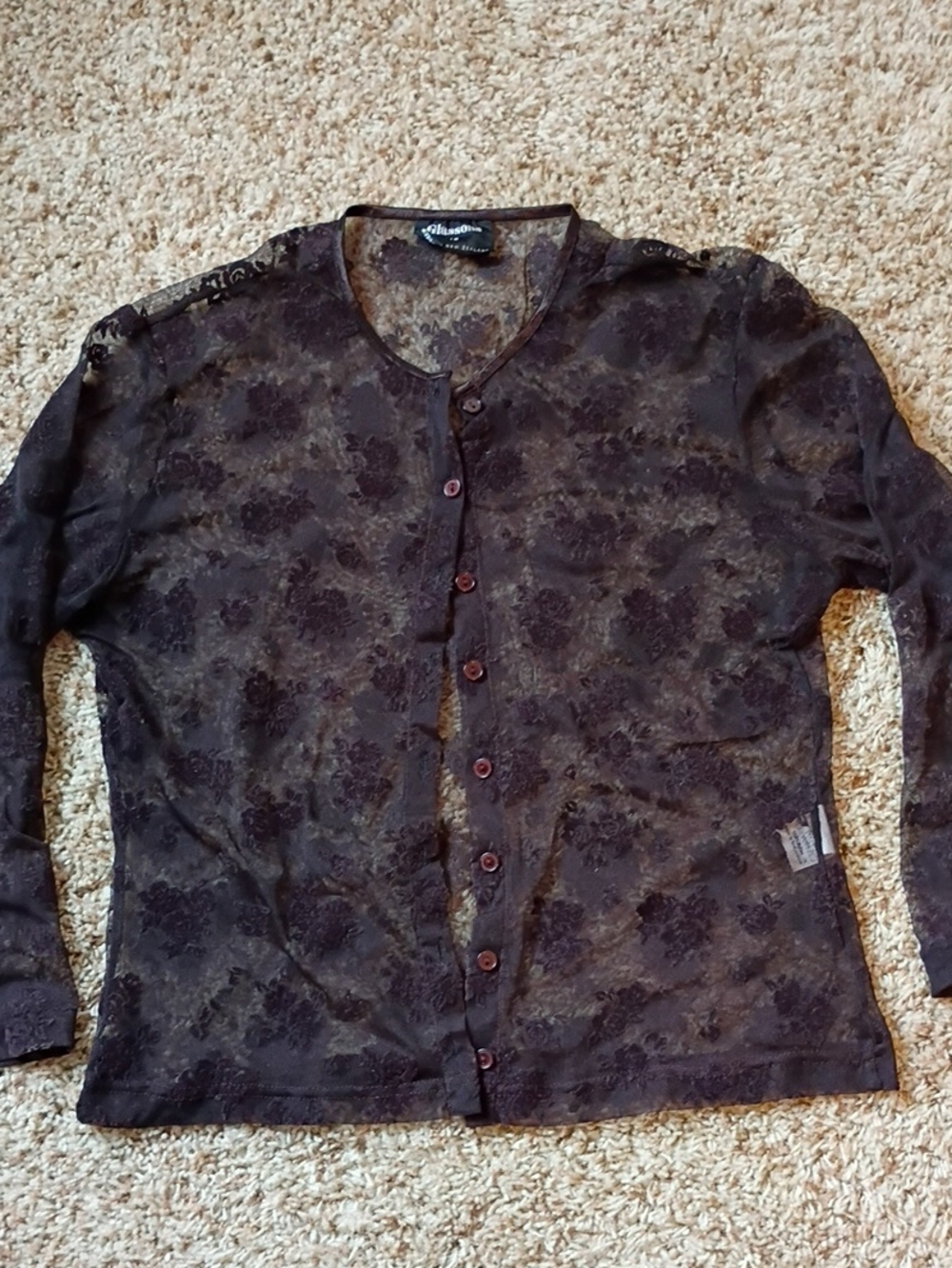 Glassons Brown Floral Lace Button-Up Cardigan